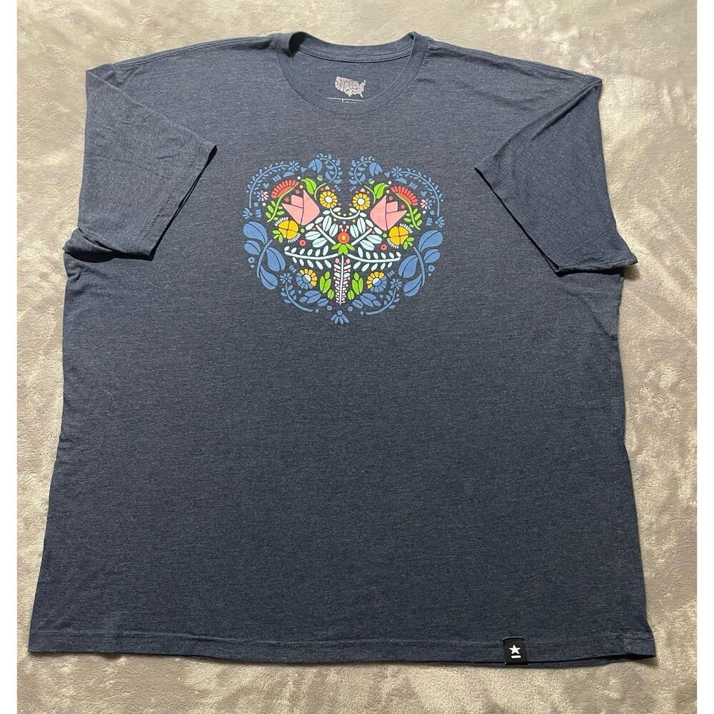 Stately Type Floral Graphic Design T-Shirt Women’s Size 3XL Blue